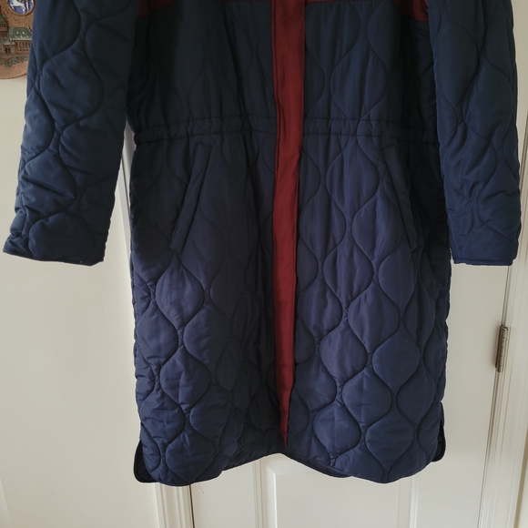 Summersalt‎ Long Colorblock Eco Quilted Coat Midnight & Black Cherry 1XL - Picture 4 of 11